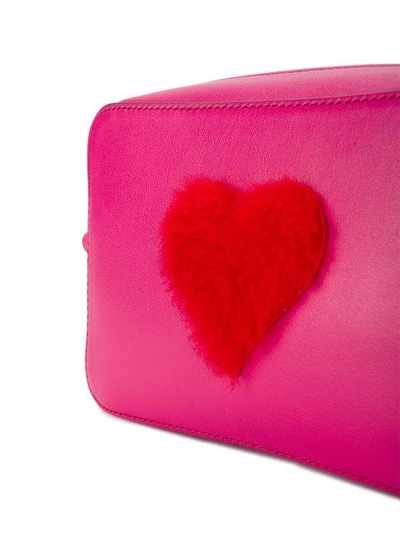 Shop Anya Hindmarch Mini Pink Leather Fur Heart Bag - Pink & Purple