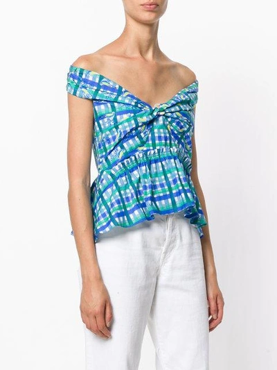 Shop Peter Pilotto Checked Top In Blue