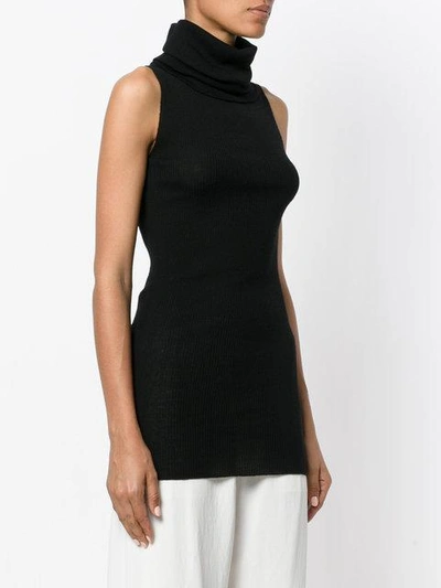 Shop Rick Owens Sleeveless Ribbed Turtle Neck