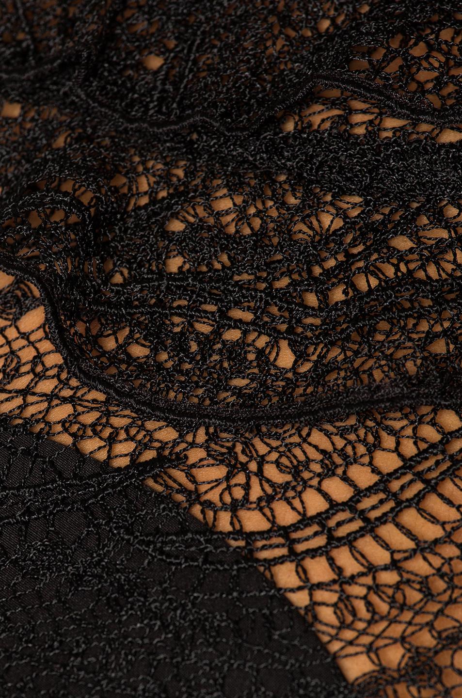 Nicholas Vine Lace Ruffle Midi Dress In Black | ModeSens
