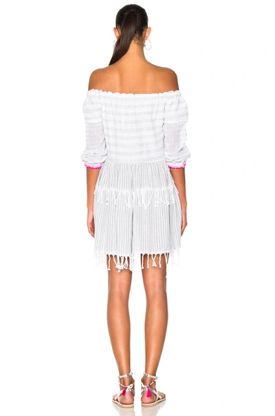 Shop Lemlem Anan Mini Dress In Gray,stripes,white
