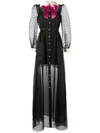 GUCCI Sheer polka dot gown with contrast collar and bow,DRYCLEANONLY