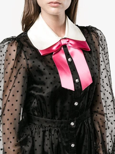 Shop Gucci Sheer Polka Dot Gown With Contrast Collar And Bow
