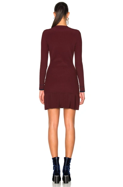 3.1 Phillip Lim Woman Pleated Stretch Ribbed-knit Mini Dress Burgundy In Red