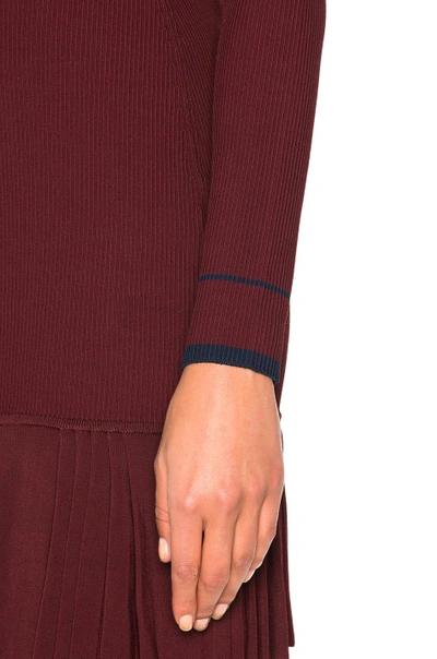 3.1 Phillip Lim Woman Pleated Stretch Ribbed-knit Mini Dress Burgundy In Red