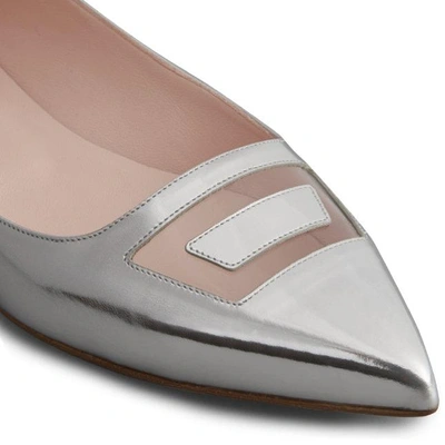 Shop Roger Vivier Pointy Ballerinas In Leather In Silver