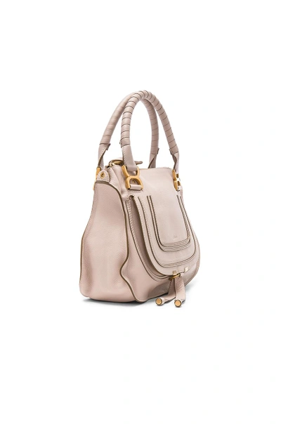 Shop Chloé Small Marcie Grained Leather Satchel In Neutrals. In Abstract White