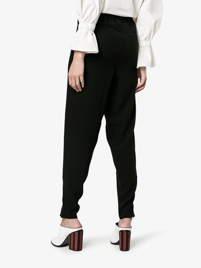 Shop Marni Drawstring Tapered Trousers In Black