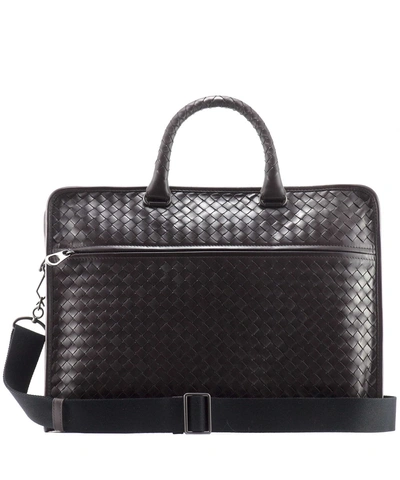 Bottega Veneta Men&#39;s  Brown Leather Briefcase'