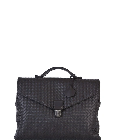 Bottega Veneta Men&#39;s  Brown Leather Briefcase'