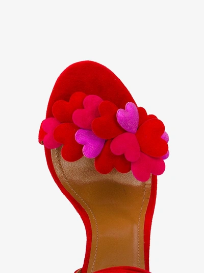 Shop Aquazzura Happy Hearts 105 Suede Sandals In Red