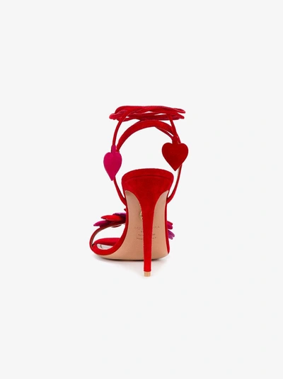 Shop Aquazzura Happy Hearts 105 Suede Sandals In Red