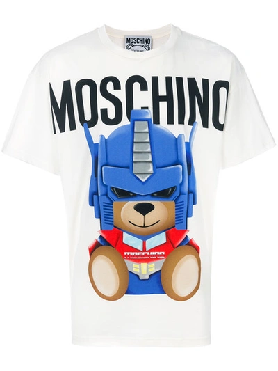 Moschino Transformer Bear Cotton Jersey T-shirt In White