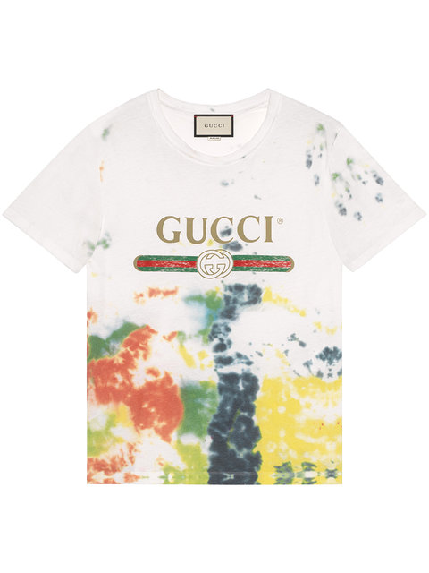 Gucci Tie Dye T-shirt W/ Imitation Print In Cotton, White | ModeSens