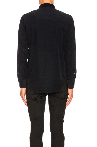 Shop Saint Laurent Corduroy Western Shirt In Blue