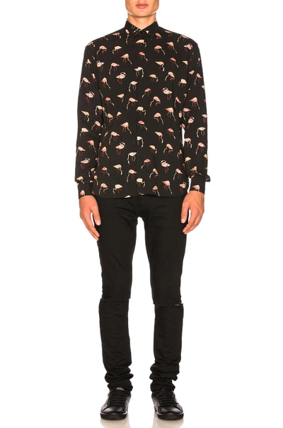 Shop Saint Laurent Printed Shirt In Black,animal Print