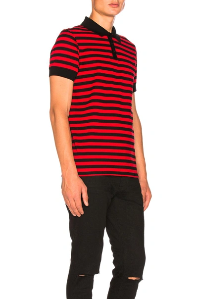 Shop Saint Laurent Striped Polo In Red,stripes