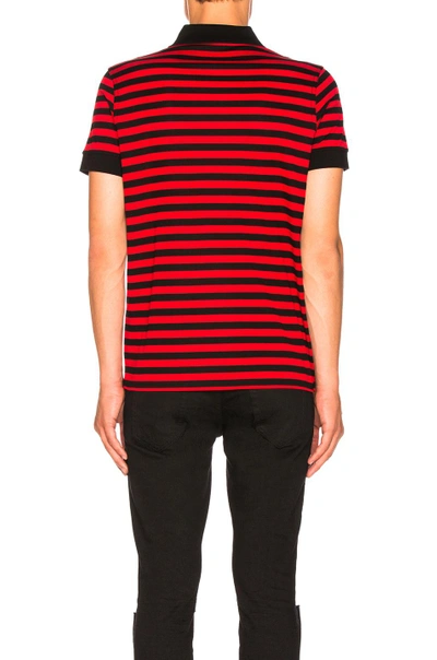 Shop Saint Laurent Striped Polo In Red,stripes