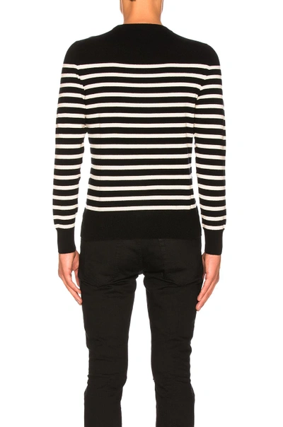 Shop Saint Laurent Cashmere Striped Sweater In Black,stripes In Black & White