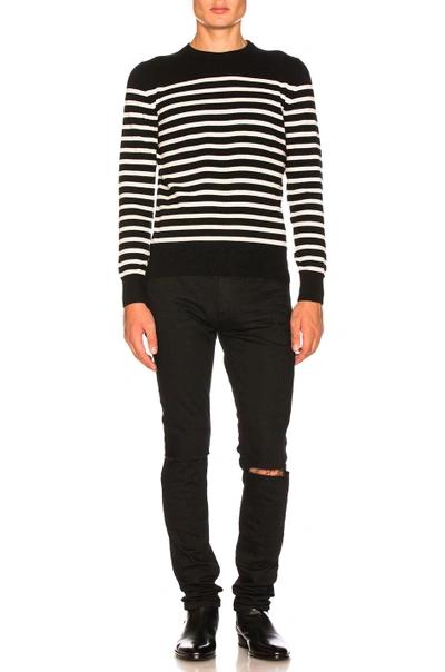 Shop Saint Laurent Cashmere Striped Sweater In Black,stripes In Black & White