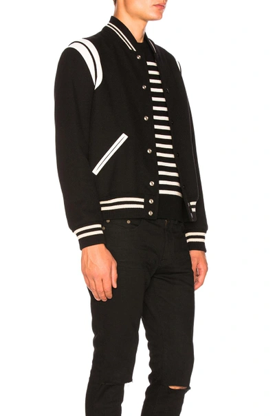 Saint Laurent Teddy Jacket In Wool In Black