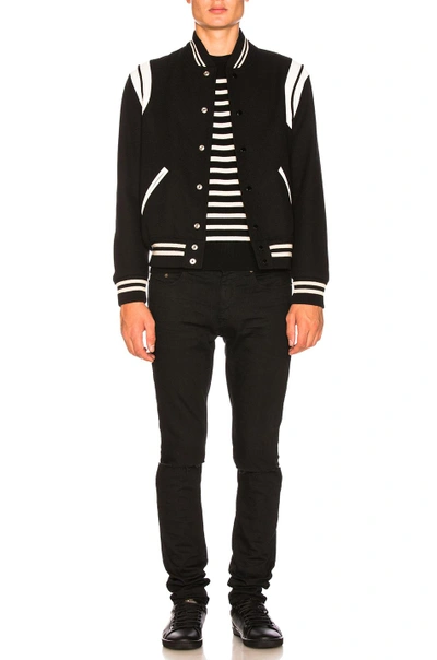 Saint Laurent Teddy Jacket In Wool In Black