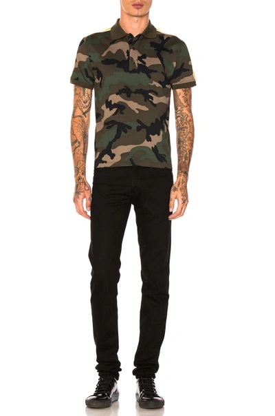 Shop Valentino Camouflage Polo In Green Multi