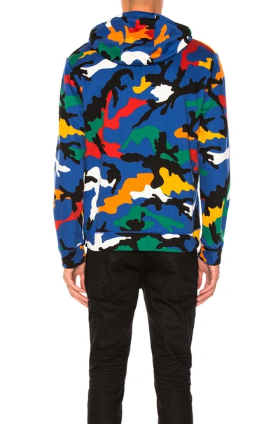 Shop Valentino Camouflage Zip Hoodie In Blue,abstract