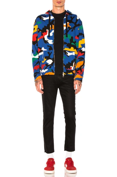 Shop Valentino Camouflage Zip Hoodie In Blue,abstract