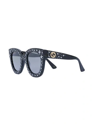 Shop Gucci Cat Eye Sunglasses With Stars In Black