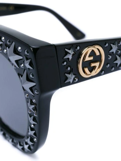 Shop Gucci Cat Eye Sunglasses With Stars In Black