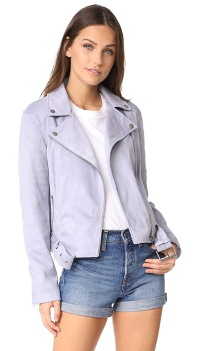 Cupcakes And Cashmere Dixie Faux Suede Moto Jacket In Cloud Blue