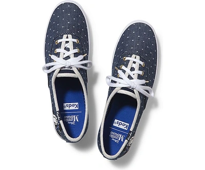 Keds X Minnie Mouse Champion In Polka Dot Blue Chambray