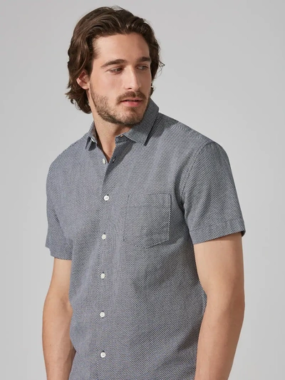 Shop Frank + Oak Jacquard-cotton Short-sleeve Shirt In Navy