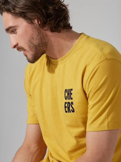 Shop Frank + Oak Cotton "cheers" T-shirt In Yellow