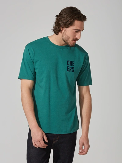 Shop Frank + Oak Cotton "cheers" T-shirt In Antique Green