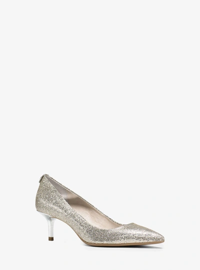 Michael Kors Flex Glitter Leather And Suede Pump In Silver