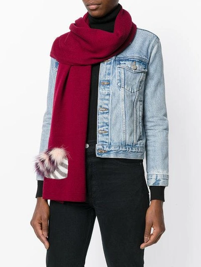 Shop Fendi Long Scarf With Appliqué In Pink