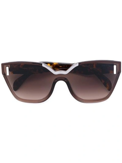 Shop Prada Oversized Tortoiseshell Sunglasses In Brown
