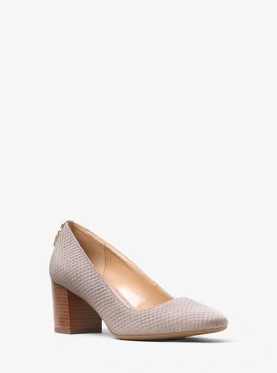 Michael Kors Mira Embossed-leather Pump In Mink