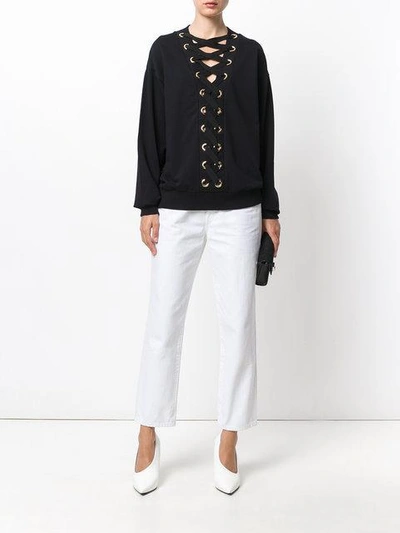 Shop Balmain Lace-up Sweatshirt