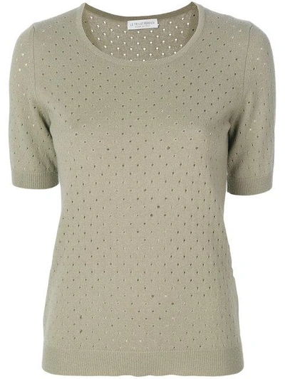 Shop Le Tricot Perugia Punch Hole Knit Top - Green