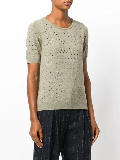 Shop Le Tricot Perugia Punch Hole Knit Top - Green