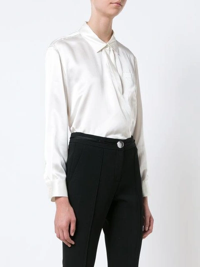 Shop Alexander Wang T By  Collared Silk Blouse - White