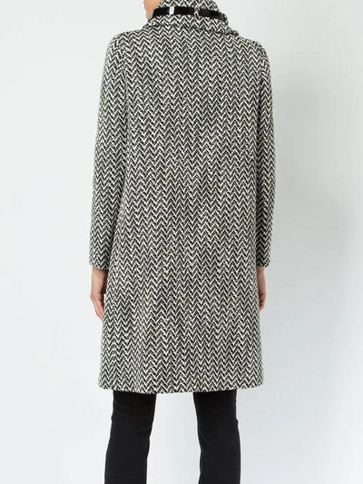 Shop Lanvin Tweed Style Buckle Detail Collar Coat