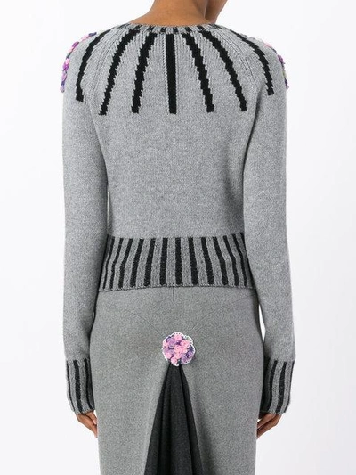 Shop Olympia Le-tan Cashmere Margot Embroidered Sweater - Grey
