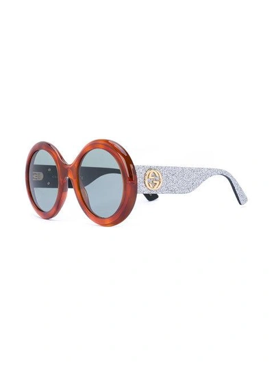 Shop Gucci Eyewear Sonnenbrille Mit Rundem Gestell - Braun