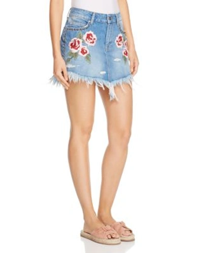 Shop Free People Wild Rose Embroidered Denim Skirt