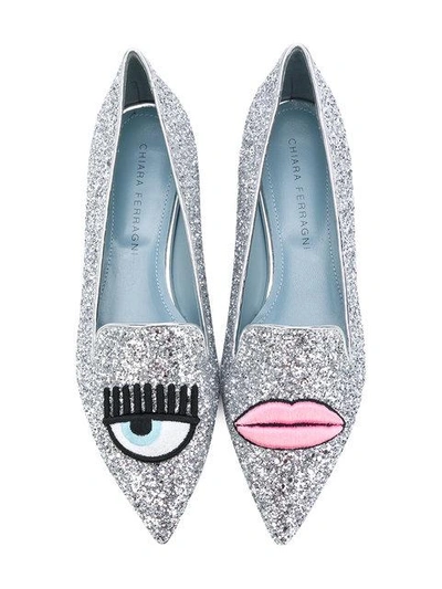 Shop Chiara Ferragni #findmeinwonderland Glitter Slippers In Metallic