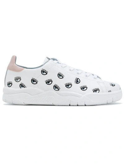 Shop Chiara Ferragni Eyes All Over Sneakers - White